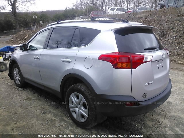 2T3BFREV4FW237045 - 2015 TOYOTA RAV4 LE SILVER photo 3