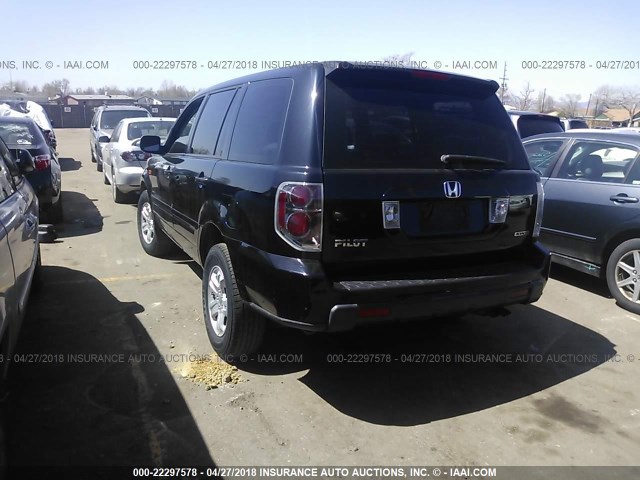 2HKYF18106H562948 - 2006 HONDA PILOT LX BLACK photo 3