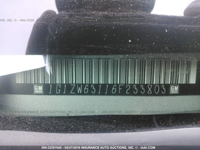 1G1ZW63116F233803 - 2006 CHEVROLET MALIBU MAXX SS SILVER photo 9