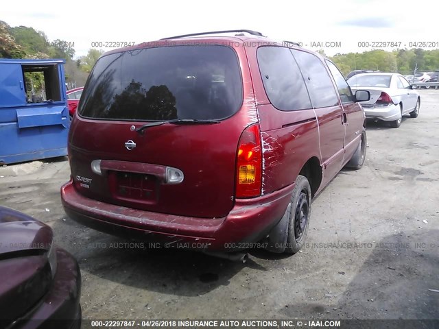 4N2XN11T2XD824239 - 1999 NISSAN QUEST SE/GLE/GXE RED photo 4