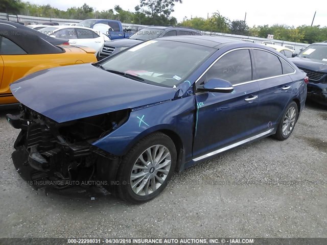 5NPE34AF6FH200965 - 2015 HYUNDAI SONATA SPORT/LIMITED BLUE photo 2