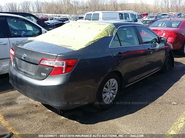 4T1BD1FK8CU026348 - 2012 TOYOTA CAMRY HYBRID/LE/XLE GRAY photo 4