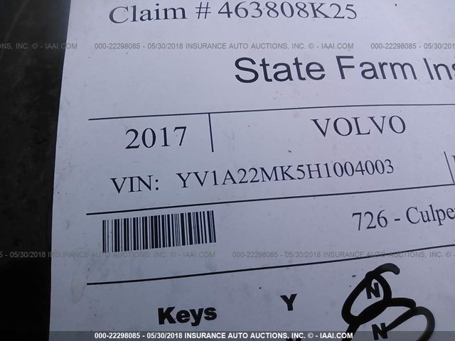 YV1A22MK5H1004003 - 2017 VOLVO S90 T6/MOMENTUM BLACK photo 9