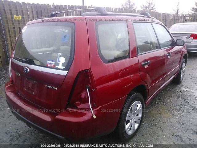 JF1SG636X8H705690 - 2008 SUBARU FORESTER 2.5X RED photo 4