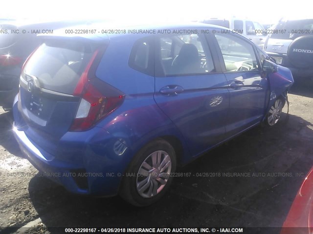 3HGGK5H52FM778362 - 2015 HONDA FIT LX BLUE photo 4