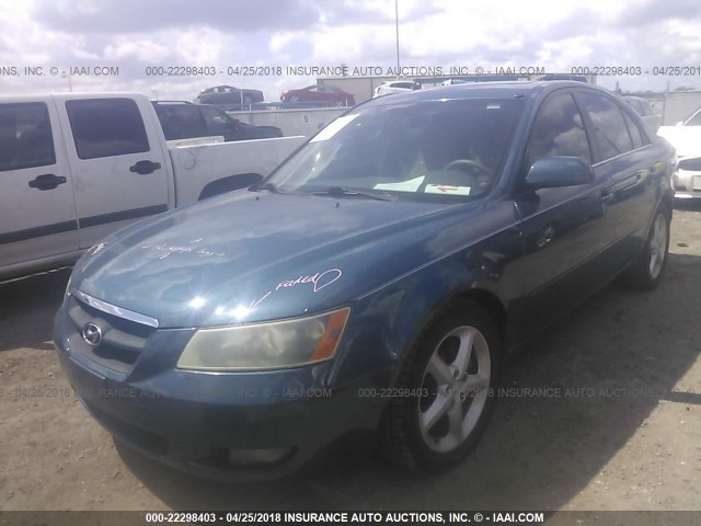 5NPEU46F66H069297 - 2006 HYUNDAI SONATA GLS/LX BLUE photo 2