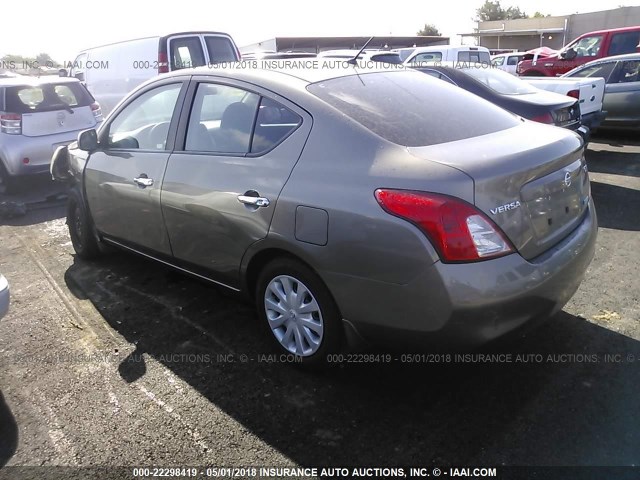 3N1CN7AP7CL836532 - 2012 NISSAN VERSA S/SV/SL GRAY photo 3