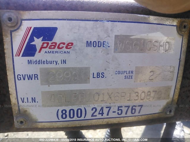 40LFB101X6P130879 - 2006 PACE ENCLOSED CARGO  თეთრი ფოტო 9