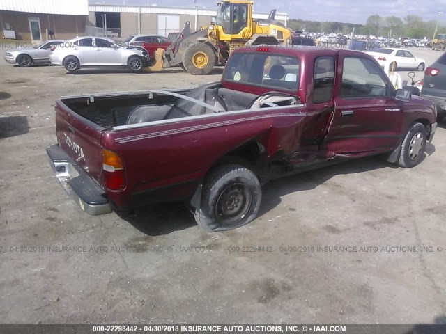 4TAVN52NXTZ176238 - 1996 TOYOTA TACOMA XTRACAB RED photo 4