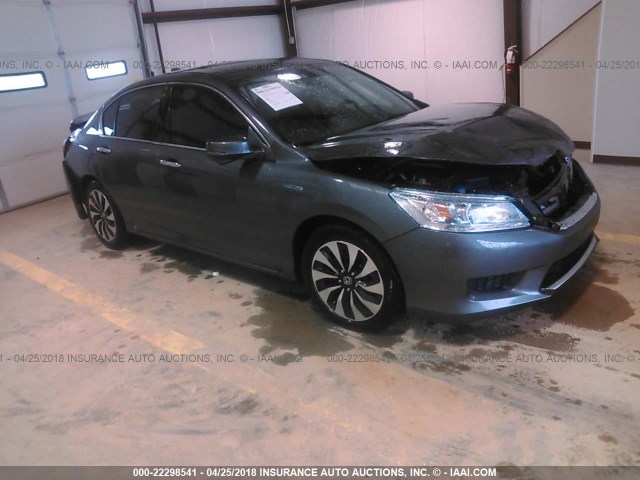 1HGCR6F76EA009489 - 2014 HONDA ACCORD HYBRID/TOURING GRAY photo 1