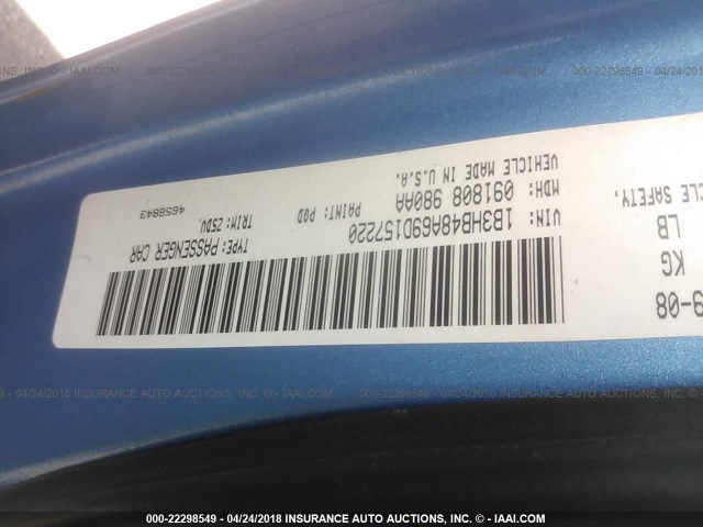 1B3HB48A69D157220 - 2009 DODGE CALIBER SXT BLUE photo 9