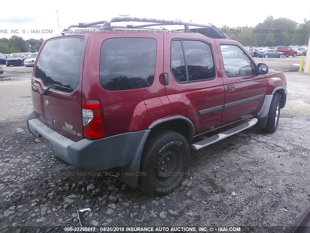 5N1ED28TX1C555747 - 2001 NISSAN XTERRA XE/SE RED photo 4