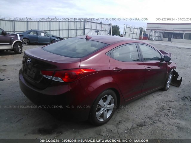 KMHDH4AE5CU299148 - 2012 HYUNDAI ELANTRA GLS/LIMITED RED photo 4