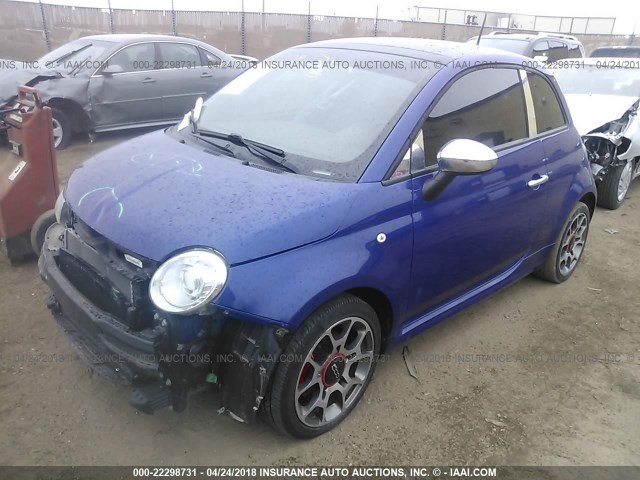 3C3CFFBR2CT351661 - 2012 FIAT 500 SPORT BLUE photo 2