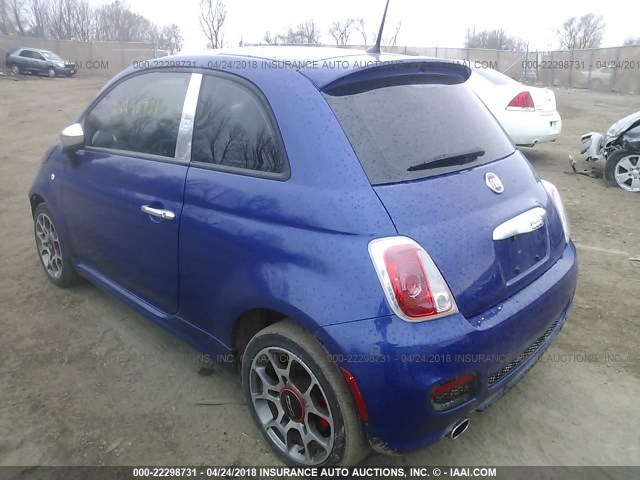 3C3CFFBR2CT351661 - 2012 FIAT 500 SPORT BLUE photo 3