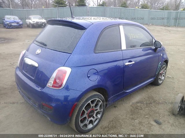 3C3CFFBR2CT351661 - 2012 FIAT 500 SPORT BLUE photo 4