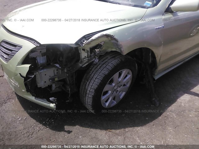 4T1BB46K59U064135 - 2009 TOYOTA CAMRY HYBRID GREEN photo 6