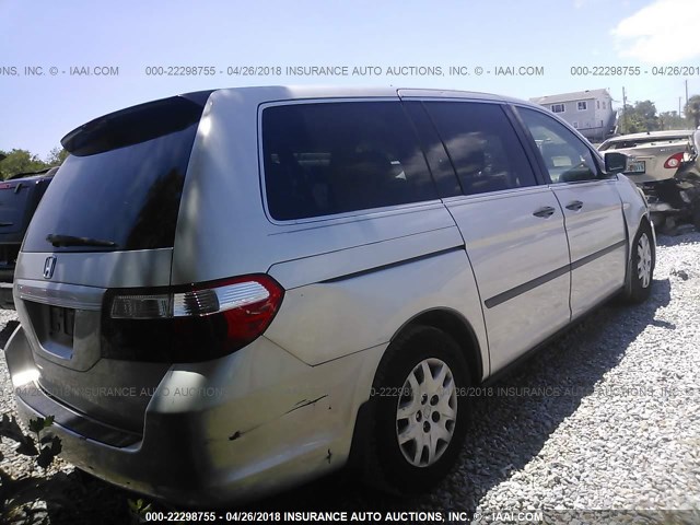 5FNRL38217B115627 - 2007 HONDA ODYSSEY LX SILVER photo 4