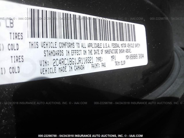 2C4RC1BG1JR110321 - 2018 CHRYSLER PACIFICA TOURING L 灰色 照片 9