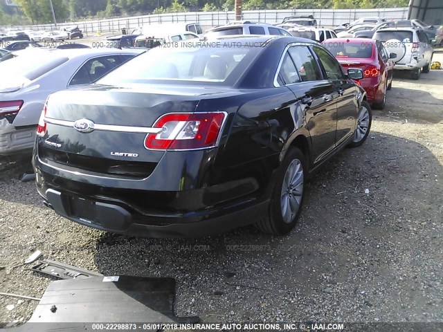 1FAHP2FW6BG167422 - 2011 FORD TAURUS LIMITED BLACK photo 4