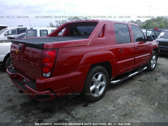 3GNEC13T72G168930 - 2002 CHEVROLET AVALANCHE C1500 RED photo 4