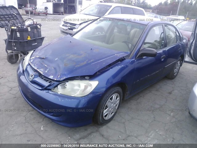 2HGES16354H589881 - 2004 HONDA CIVIC DX VP BLUE photo 2