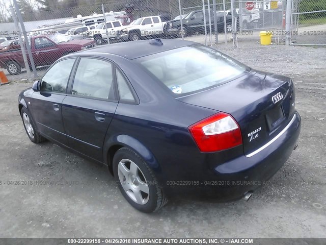 WAULC68EX4A265920 - 2004 AUDI A4 1.8T QUATTRO BLUE photo 3