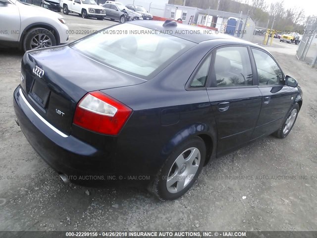 WAULC68EX4A265920 - 2004 AUDI A4 1.8T QUATTRO BLUE photo 4