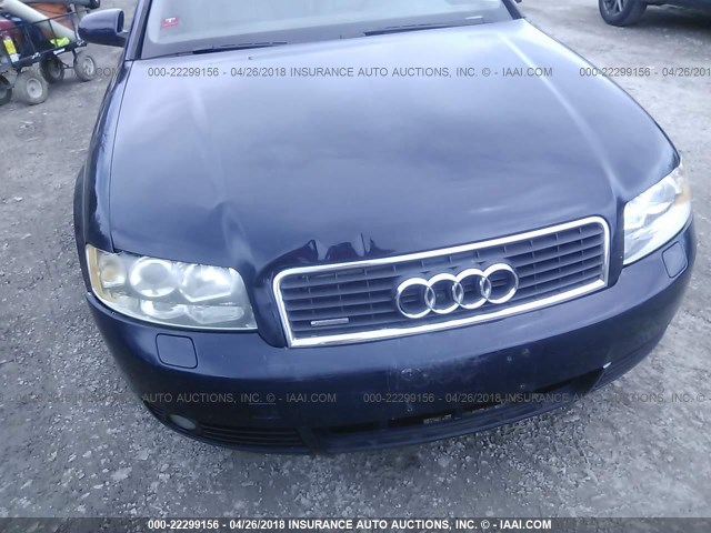 WAULC68EX4A265920 - 2004 AUDI A4 1.8T QUATTRO BLUE photo 6