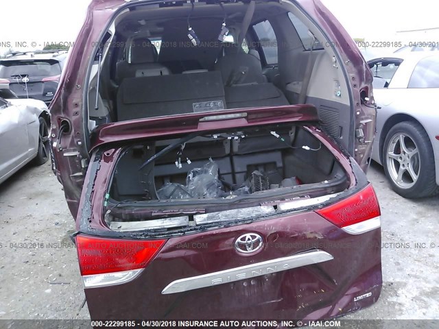 5TDYK3DC7BS144650 - 2011 TOYOTA SIENNA XLE/LIMITED MAROON photo 6