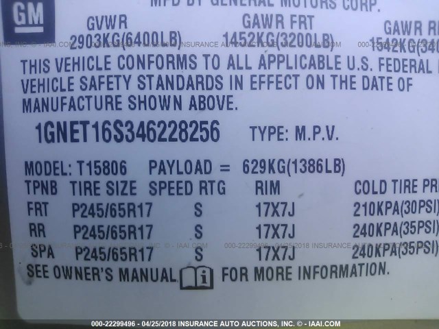 1GNET16S346228256 - 2004 CHEVROLET TRAILBLAZER EXT LS/EXT LT SILVER photo 9