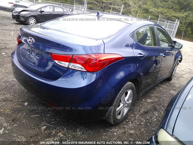 KMHDH4AEXDU714692 - 2013 HYUNDAI ELANTRA GLS/LIMITED BLUE photo 4