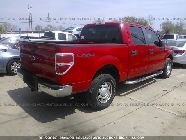1FTEW1E82AFA48980 - 2010 FORD F150 SUPERCREW RED photo 4