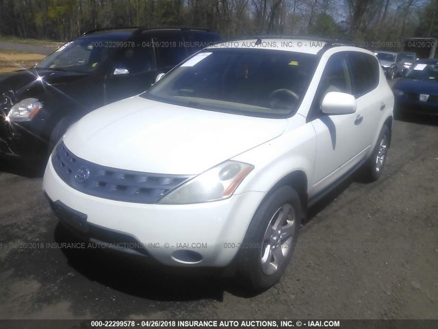 JN8AZ08T15W315911 - 2005 NISSAN MURANO SL/SE/S WHITE photo 2