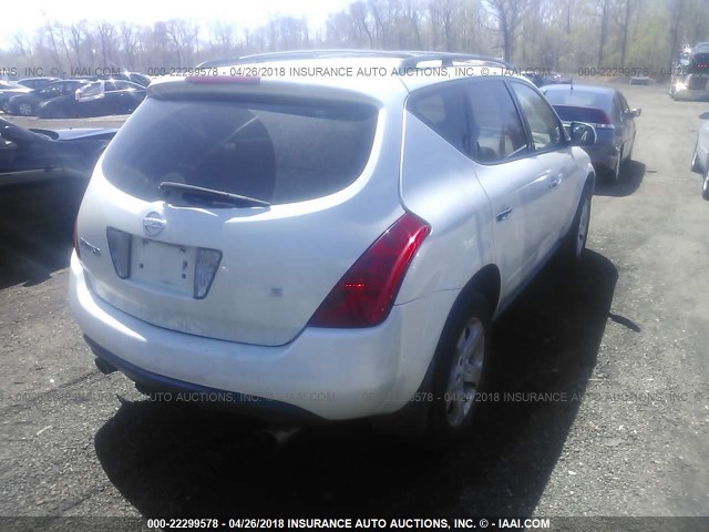 JN8AZ08T15W315911 - 2005 NISSAN MURANO SL/SE/S WHITE photo 4