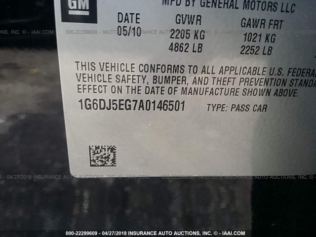 1G6DJ5EG7A0146501 - 2010 CADILLAC CTS PERFORMANCE COLLECTION Черный фото 9