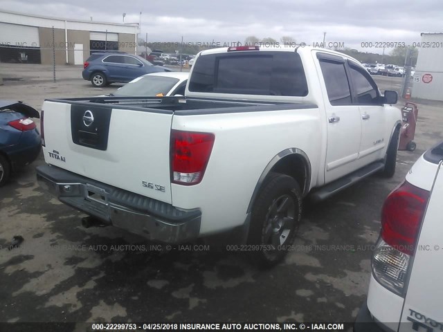 1N6AA07A05N538592 - 2005 NISSAN TITAN XE/SE/LE WHITE photo 4