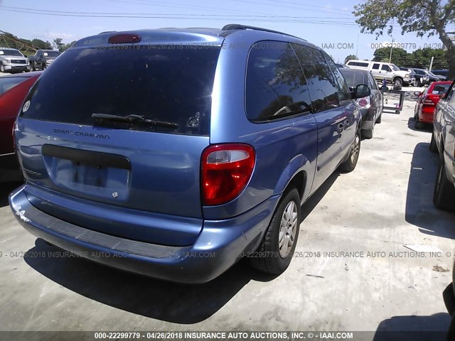 1D4GP24R07B166275 - 2007 DODGE GRAND CARAVAN SE BLUE photo 4