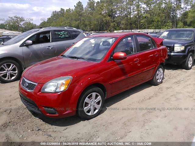 KNADH4A34B6960073 - 2011 KIA RIO LX/SX RED photo 2