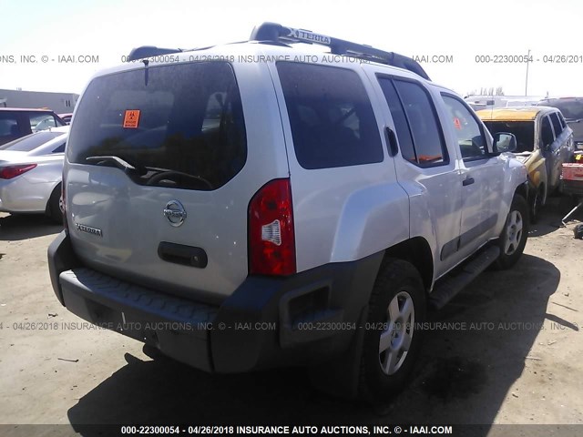 5N1AN08W45C647825 - 2005 NISSAN XTERRA OFF ROAD/S/SE SILVER photo 4