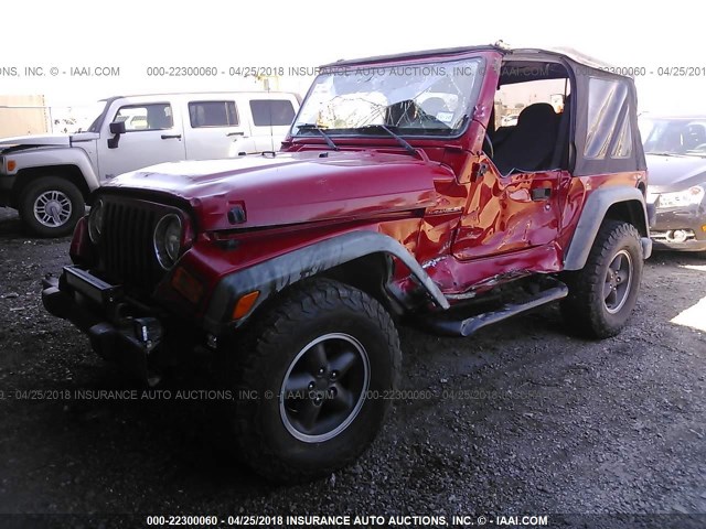 1J4FA29P91P322786 - 2001 JEEP WRANGLER / TJ SE RED photo 2