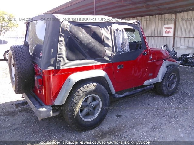 1J4FA29P91P322786 - 2001 JEEP WRANGLER / TJ SE RED photo 4