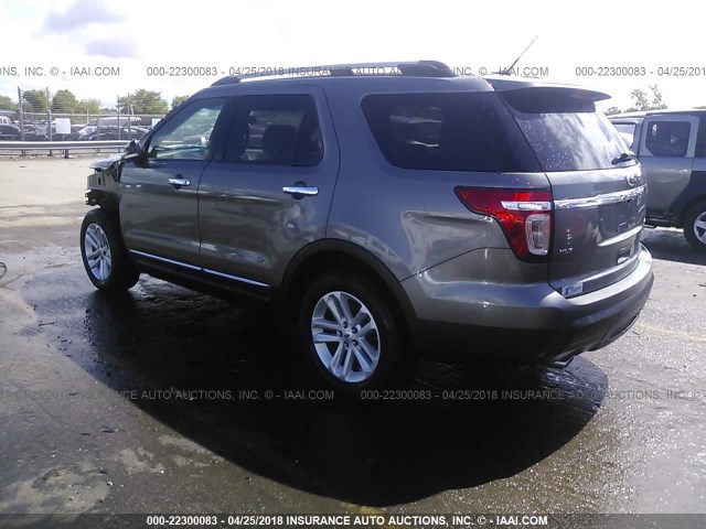 1FM5K7D86DGB75497 - 2013 FORD EXPLORER XLT SILVER photo 3