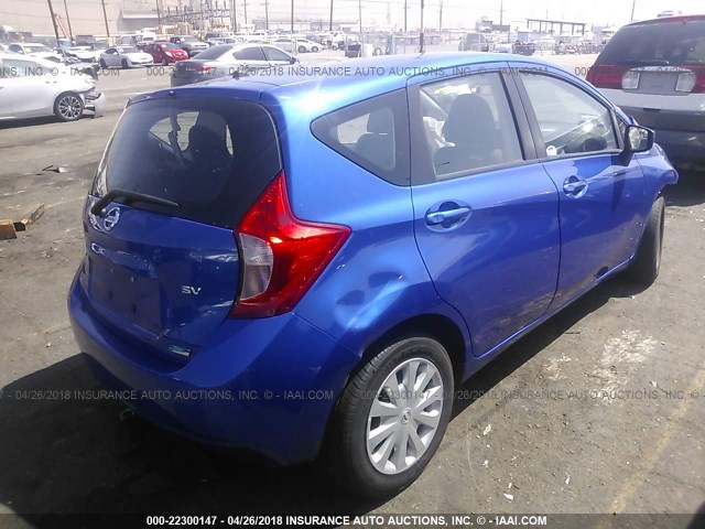 3N1CE2CP1FL421825 - 2015 NISSAN VERSA NOTE S/S PLUS/SV/SL/SR BLUE photo 4