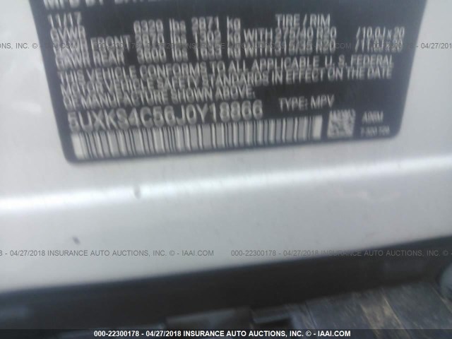 5UXKS4C56J0Y18866 - 2018 BMW X5 XDRIVE35D Blanco foto 9