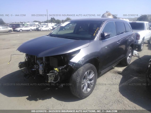 5TDBKRFH6FS189716 - 2015 TOYOTA HIGHLANDER LE/LE PLUS GRAY photo 2