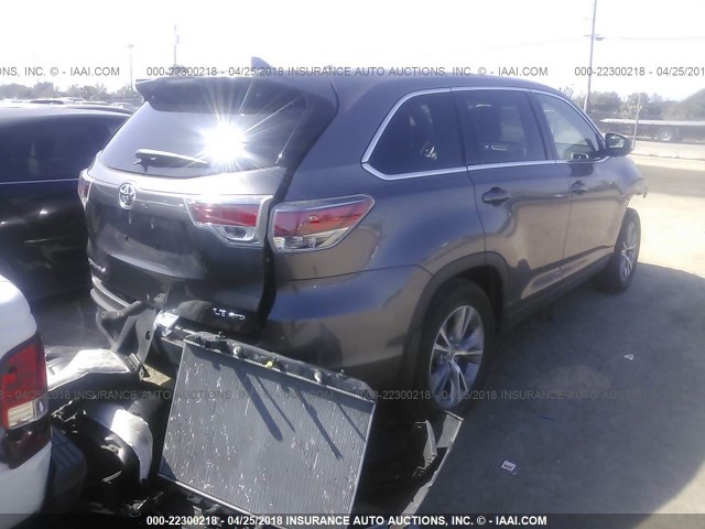 5TDBKRFH6FS189716 - 2015 TOYOTA HIGHLANDER LE/LE PLUS GRAY photo 4