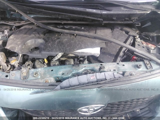 1NXBU4EE6AZ296639 - 2010 TOYOTA COROLLA S/LE/XLE TEAL photo 10