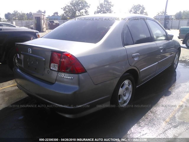 JHMES96625S004545 - 2005 HONDA CIVIC HYBRID GRAY photo 4