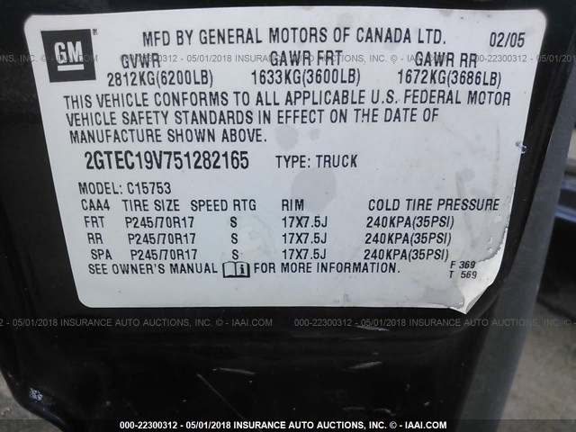 2GTEC19V751282165 - 2005 GMC NEW SIERRA C1500 BLUE photo 9